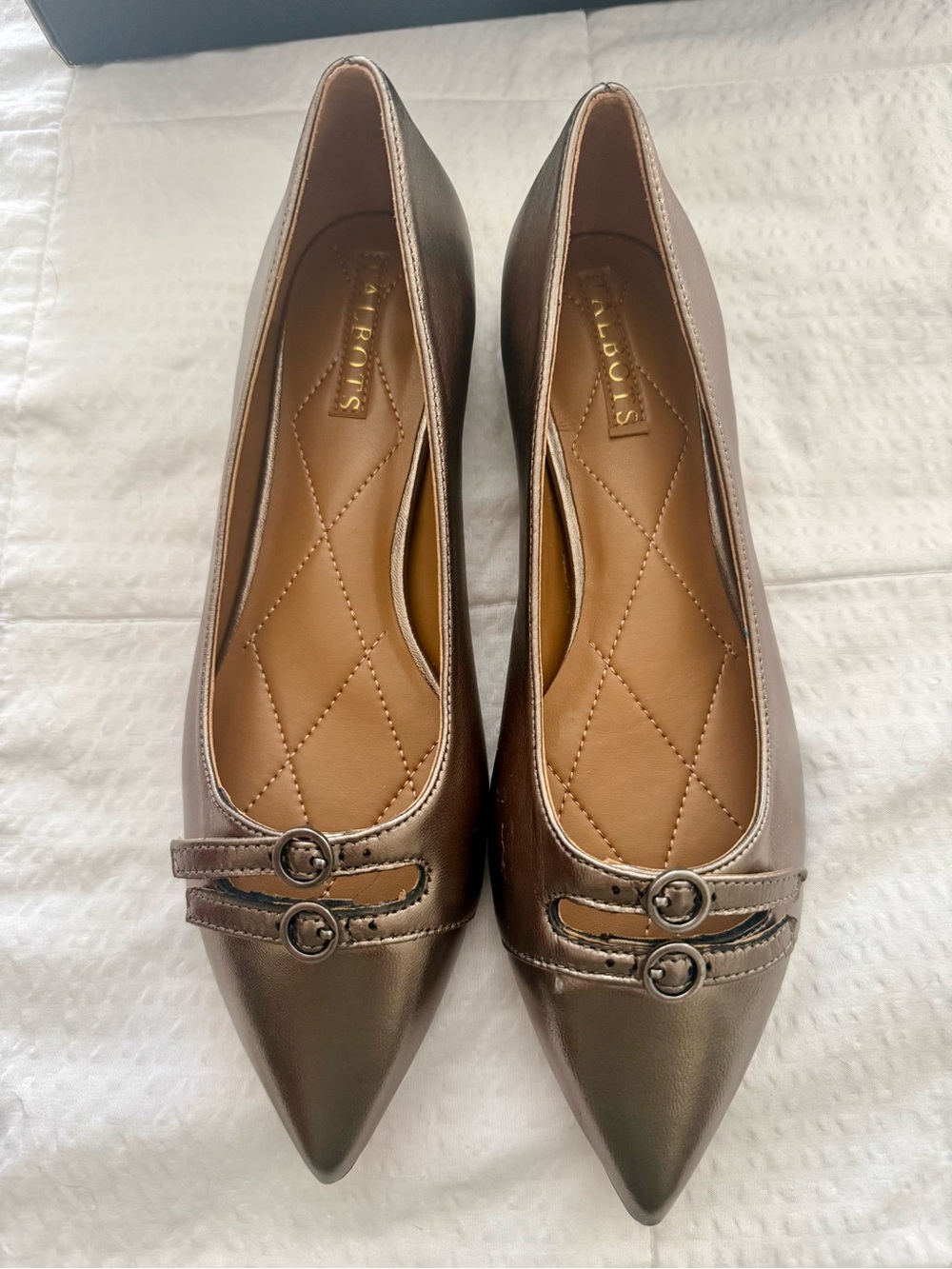 Talbots Metallic Bronze Pointed-Toe Flats